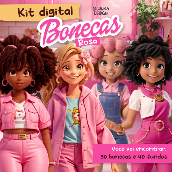 Bonecas e fundos rosa