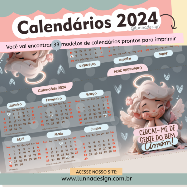 Calendários de mesa 2024 - Só imprimir, dobrar e colar ♥