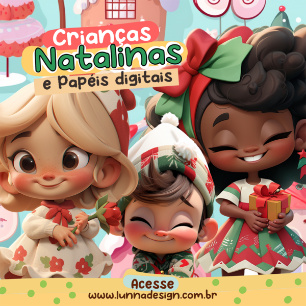 Crianças natalinas e Papéis digitais de natal