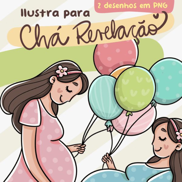 Ilustras Grávidas Chá revelação